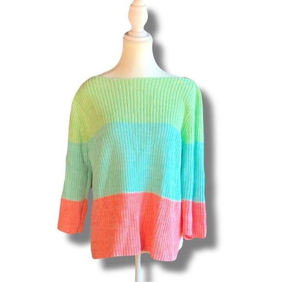 Cotton Medium Knit Sweater Y2K Oversized Colour Block Barbie Cozy Vintage Easter - Picture 1 of 7